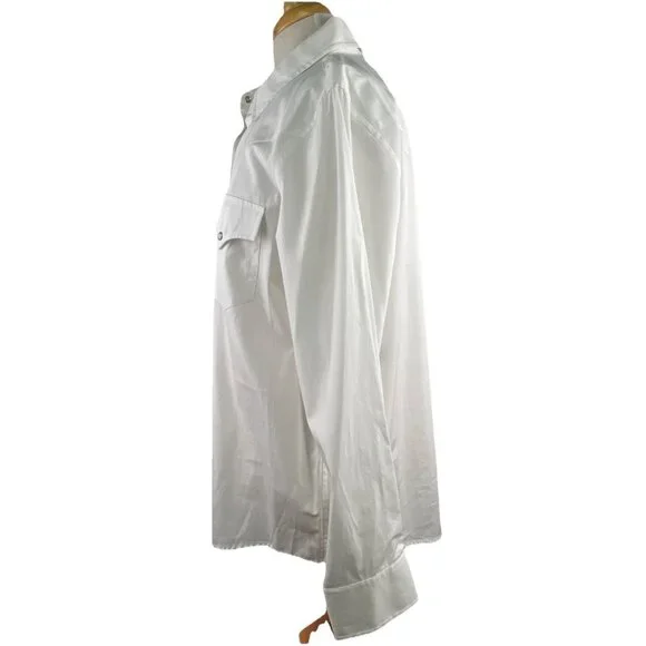 Ralph Lauren Size 1X Western Yoke Cowgirl Shirt Pearl Snap White Cotton Cowboy - Picture 5 of 10